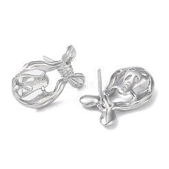 Rhodium Plated 925 Sterling Silver Stud Earring Settings&nbsp;STER-M115-01P