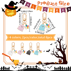 8Pcs 4 Colors Halloween Ghost Colorful Flower Alloy Enamel Pendant Decorations&nbsp;HJEW-CP0001-07