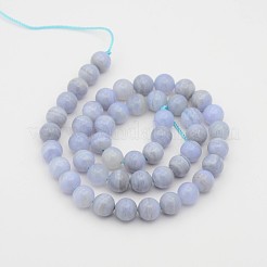 Natural Blue Lace Agate Round Bead Strands&nbsp;G-P070-15-6mm