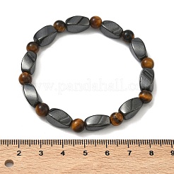 Round Natural Tiger Eye Stretch Bracelets&nbsp;X-BJEW-G072-14
