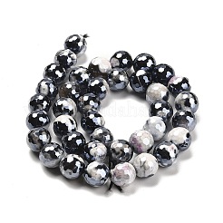 Electroplated Natural Fire Crackle Agate Round Beads Strands&nbsp;G-G0006-A02-03
