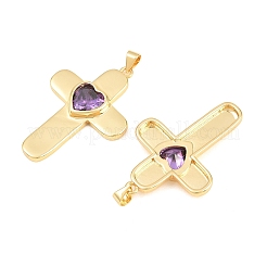 Brass Glass Pendants&nbsp;KK-P353-12G