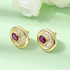 Brass Micro Pave Cubic Zirconia Stud Earrings&nbsp;EJEW-G471-13G-06