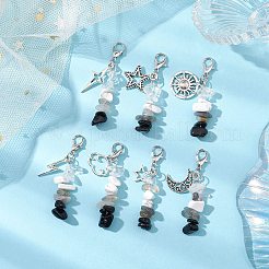 Natural Quartz Crystal & Obsidian & Labradorite & Synthetic White Howlite Chip Beads Pendant Decorations&nbsp;HJEW-JM02127