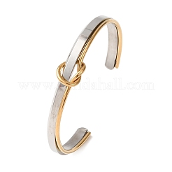 Duo Tone 304 Stainless Steel Knot Open Cuff Bangles for Women&nbsp;SA-CBA2192-05GP-02