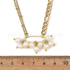 Potato Natural Pearl Cluster Pendant 304 Stainless Steel Mixed Chain Necklaces&nbsp;NJEW-JN06599
