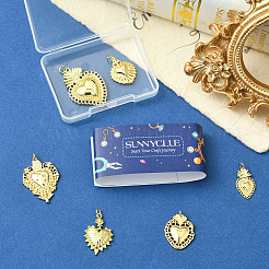 6Pcs 6 Styles Brass Micro Pave Cubic Zirconia Pendants&nbsp;KK-SC0006-91