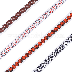 4 Rolls 4 Styles  Sport Ball Theme Polyester Printed Grosgrain Ribbon&nbsp;OCOR-CP0001-21