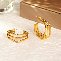 Fashionable 304 Stainless Steel Multi-layer Square Stud Earrings&nbsp;EZ9487