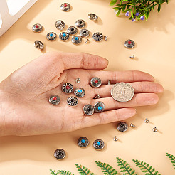 24Pcs 12 Styles Zinc Alloy & Synthetic Turquoise Buttons&nbsp;FIND-SW0001-35