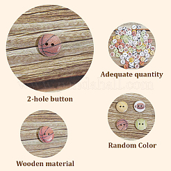 2 Bags 2-Hole Printed Wooden Buttons&nbsp;BUTT-SP0001-21