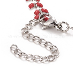 Enamel Wheat Link Chains Bracelet&nbsp;BJEW-P271-02P-05