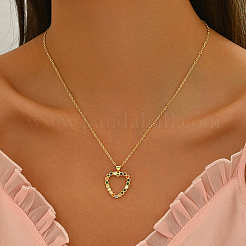 Brass Micro Pave Cubic Zirconia Hollow Heart Pendant Necklaces for Women&nbsp;ED7102-1