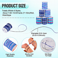 6Rolls 6 Styles Segment Dyed Polyester Thread&nbsp;NWIR-TA0001-47C