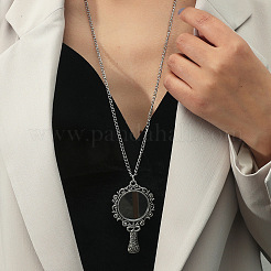 Tibetan Style Zinc Alloy Glass Mirror Pendant Necklaces for Women&nbsp;FS-WGE2CBD-01
