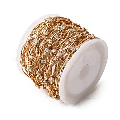 Handmade Brass Pave Clear Cubic Zirconia Horse Eye Link Chains&nbsp;CHC-G027-03G