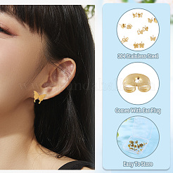 8 Pairs 8 Styles PVD Vacuum Plating 304 Stainless Steel Stud Earrings for Women&nbsp;EJEW-TA0001-45