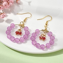 Imitation Jade Glass Beaded Ring Dangle Earrings&nbsp;EJEW-JE05568-05