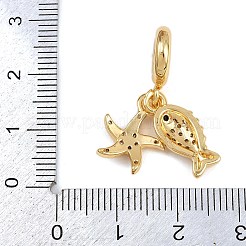 Brass Micro Pave Clear Cubic Zirconia European Dangle Charms&nbsp;X-KK-N271-45G