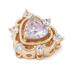 Brass Micro Pave Cubic Zirconia Beads&nbsp;KK-K297-34G-01