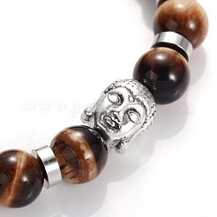 Buddha Head Gemstone Beaded Stretch Bracelets&nbsp;BJEW-JB01864-05