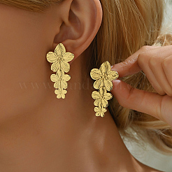 Exaggerated 201 Stainless Steel Flower Dangle Stud Earrings&nbsp;PT2321