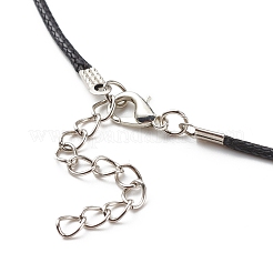 Blue Lampwork Evil Eye Pendant Necklace with Waxed Cord for Women&nbsp;NJEW-JN03955-04