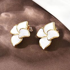 304 Stainless Steel Enamel Flower Stud Earrings&nbsp;LS-EJEW-A138-02G