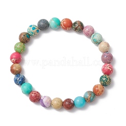 Natural Imperial Jasper Round Beaded Stretch Bracelets for Men Women&nbsp;BJEW-JB11956