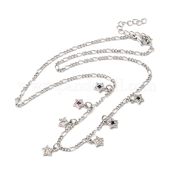 Brass Micro Pave Cubic Zirconia Star Pendant Necklaces&nbsp;NJEW-B157-12P