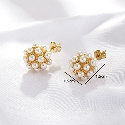 Vintage French Style Brass Round Stud Earrings&nbsp;TG1714