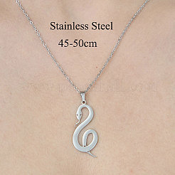 Non-Tarnish 201 Stainless Steel Hollow Snake Pendant Necklace&nbsp;NJEW-OY001-93