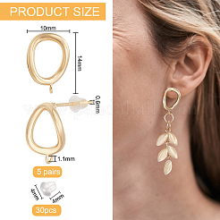 5 Pairs Brass Stud Earring Findings&nbsp;KK-BC0011-59