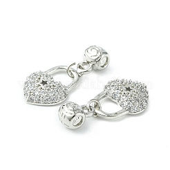Rack Plating Eco-Friendly Brass Micro Pave Clear Cubic Zirconia European Dangle Charms&nbsp;KK-K330-46P