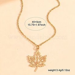 Alloy Hollow Out Maple Leaf Pendant Cable Chain Necklaces for Women&nbsp;WG239E5-01