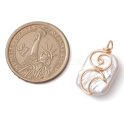 Copper Wire Wrapped Natural Baroque Keshi Pearl Pendants&nbsp;PALLOY-JF02799