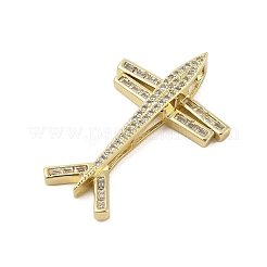 Plane Rack Plating Brass Micro Pave Cubic Zirconia Pendants&nbsp;KK-Z074-21G