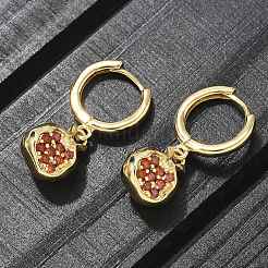 Brass Cubic Zirconia Hoop Earrings&nbsp;EJEW-Q015-02G-C