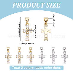 10Pcs 2 Colors Brass Micro Pave Cubic Zirconia Pendants&nbsp;ZIRC-WR0001-09