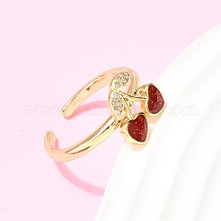 Brass Micro Pave Clear Cubic Zirconia Cuff Open Rings&nbsp;RJEW-C164-04D-G