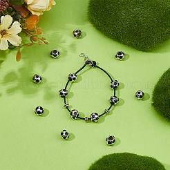 20Pcs Alloy Black Enamel Sport Ball European Beads&nbsp;ENAM-HS0001-02