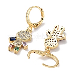 Real 18K Gold Plated Brass Dangle Leverback Earrings&nbsp;EJEW-L269-034G-02