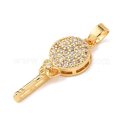 Brass Micro Pave Clear Cubic Zirconia Pendants&nbsp;KK-C249-01G