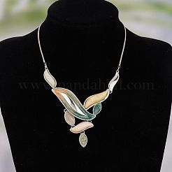 Leaf Alloy Enamel Pendant Necklaces & Stud Dangle Earrings Sets&nbsp;WG0AB14-01