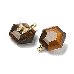 Natural Tiger Eye Faceted Pendants&nbsp;G-P585-01G-10