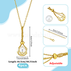 4Pcs Adjustable Brass Pearl Stone Empty Cage Pendant Necklace Making&nbsp;NJEW-PH0001-60G