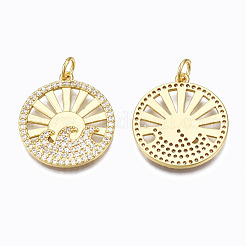 Brass Micro Pave Clear Cubic Zirconia Pendants&nbsp;ZIRC-N039-125-NF