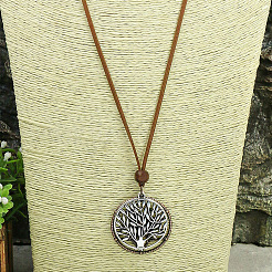 Tree of Life Alloy Pendant Imitation Leather Cord Adjustable Necklaces&nbsp;FS-WG37634-01
