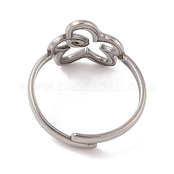 Non-Tarnish 304 Stainless Steel Hollow Flower Cuff Ring for Women&nbsp;RJEW-G322-07P