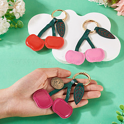 3Pcs 3 Colors PU Leather Alloy Keychains&nbsp;KEYC-TA0001-42